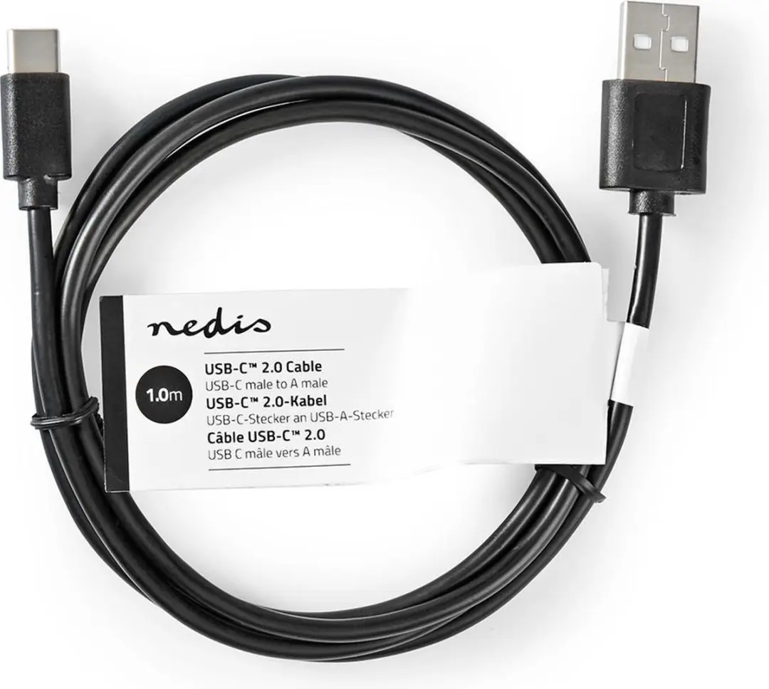 Nedis USB 2.0 USB-A naar USB-C Kabel 1m - Zwart