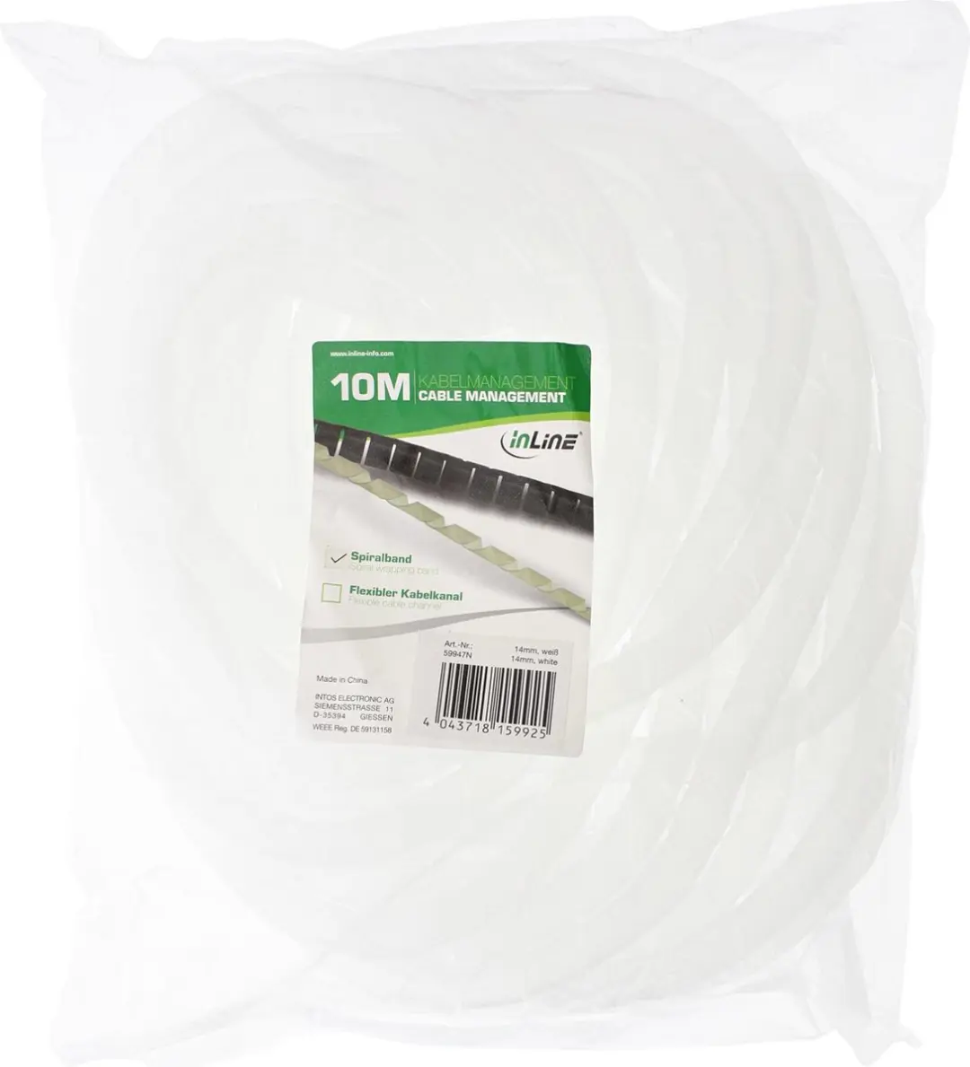 InLine Spiraalband 14mm - 10m - Natuur