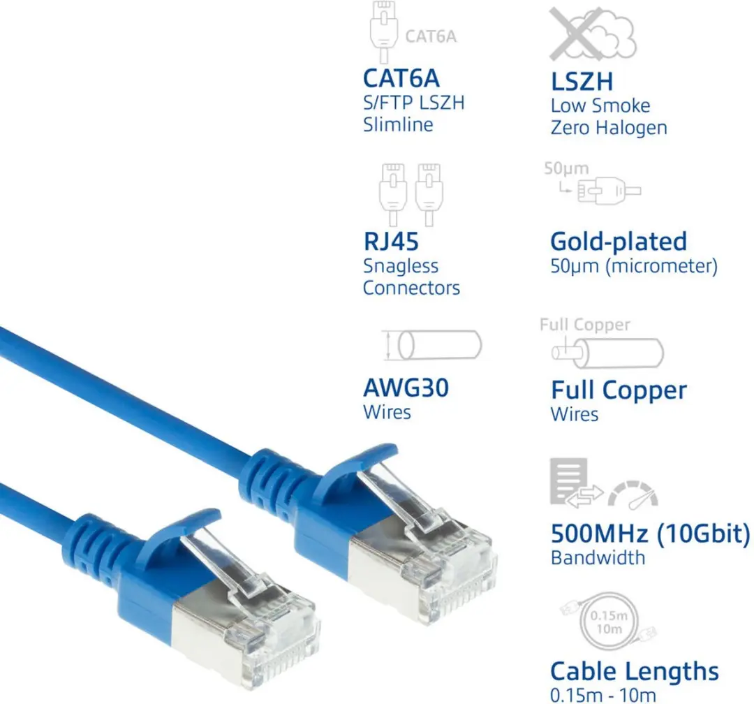 ACT DB7610 CAT6A Patchkabel 10m - Blauw