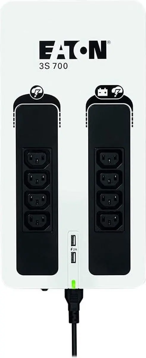 Eaton 3S700I UPS 700VA - 420W - 8 Stopcontacten - Zwart/Wit