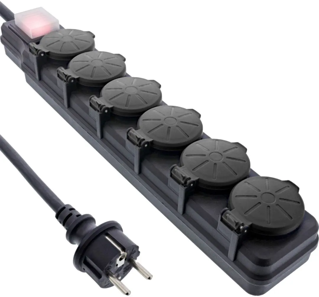 InLine IP44 Outdoor Stekkerdoos 6 Contacten