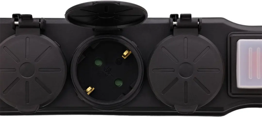 InLine IP44 Outdoor Stekkerdoos 6 Contacten - 5m - Zwart