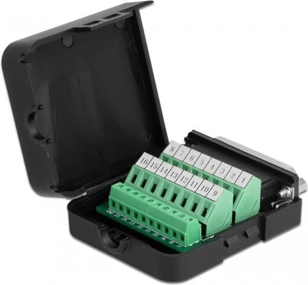 Delock D-Sub25 Male naar Terminalblok Adapter - Zwart