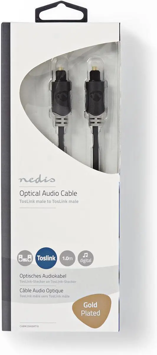 Nedis Optische Audiokabel CABW25000AT10 - 1m - Antraciet