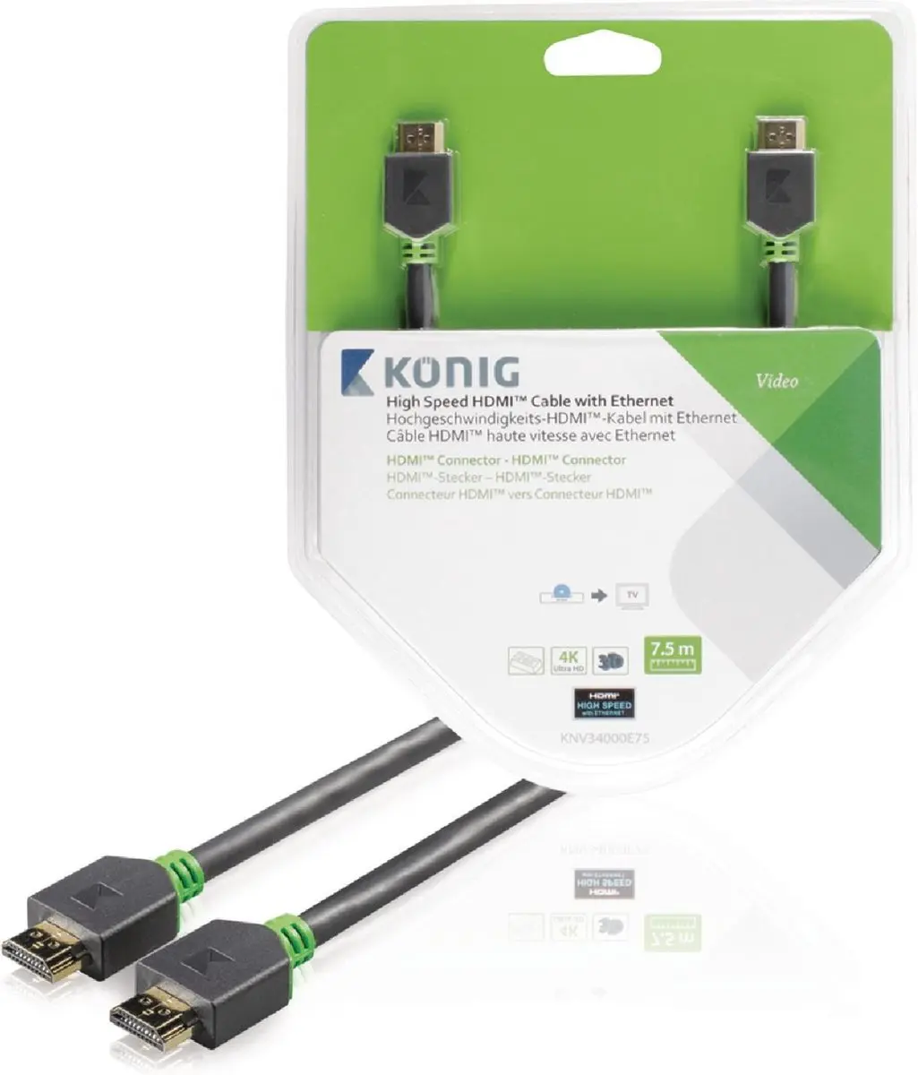 Konig High Speed HDMI-kabel 7,5m Ethernet