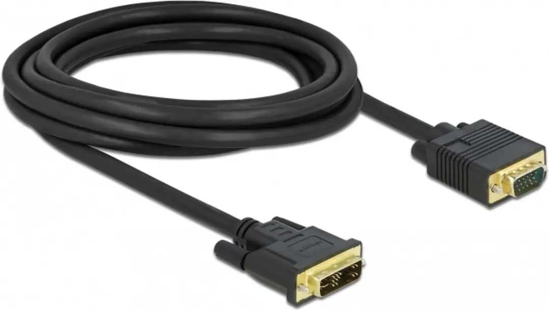 Delock DVI naar VGA Kabel 3m - Zwart