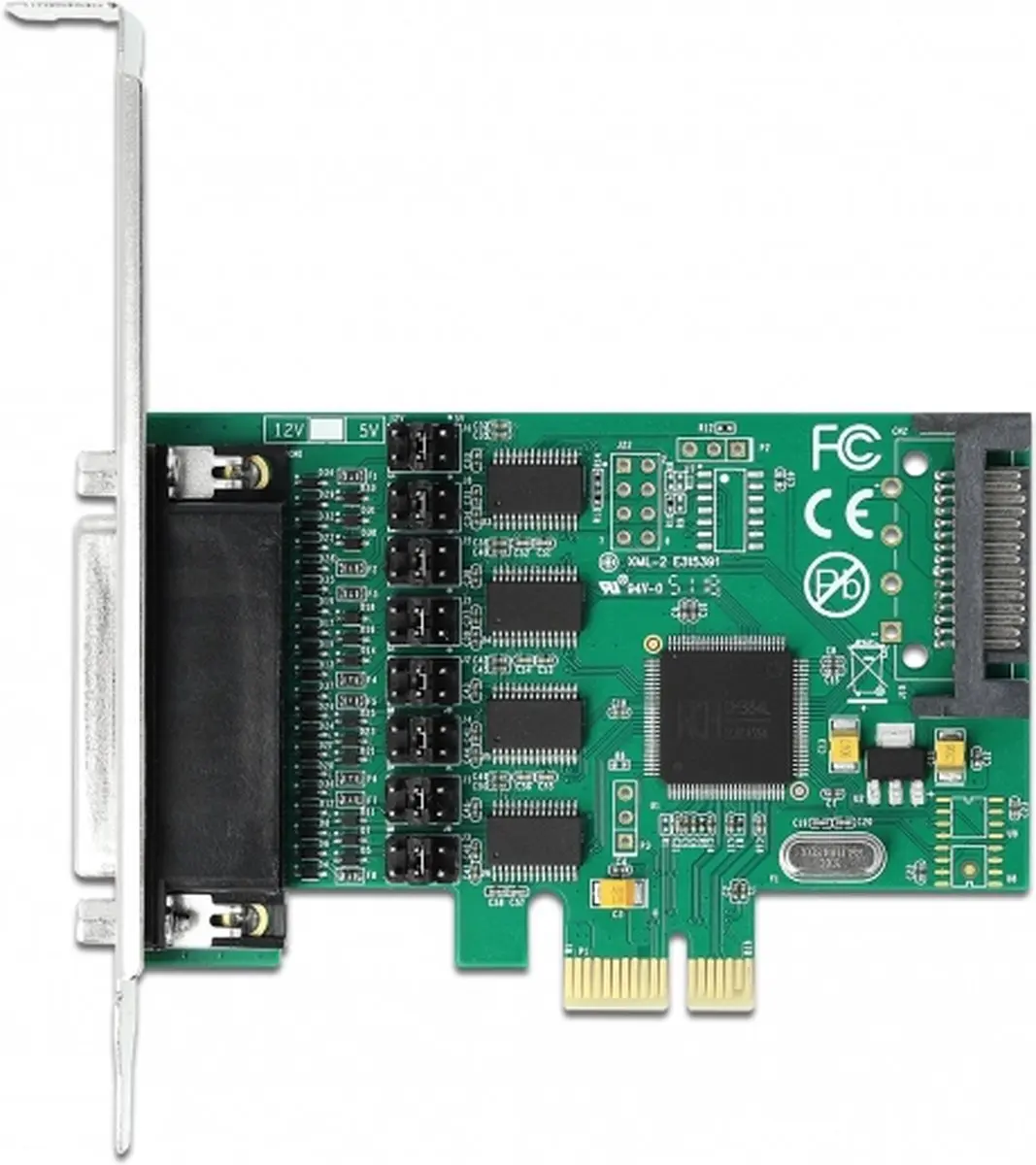 Delock PCIe Kaart 4x RS-232 - Groen