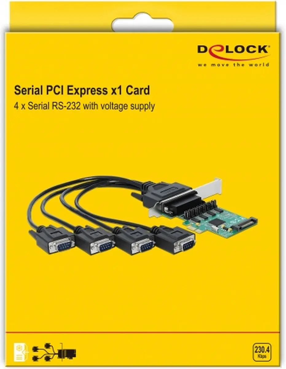 Delock PCIe Kaart 4x RS-232 - Groen