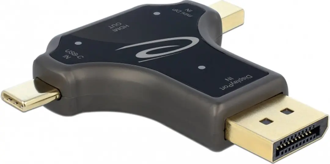Delock 64060 3-in-1 Monitor Adapter USB-C/DisplayPort/mini DisplayPort naar HDMI - 4K 60Hz - Zwart