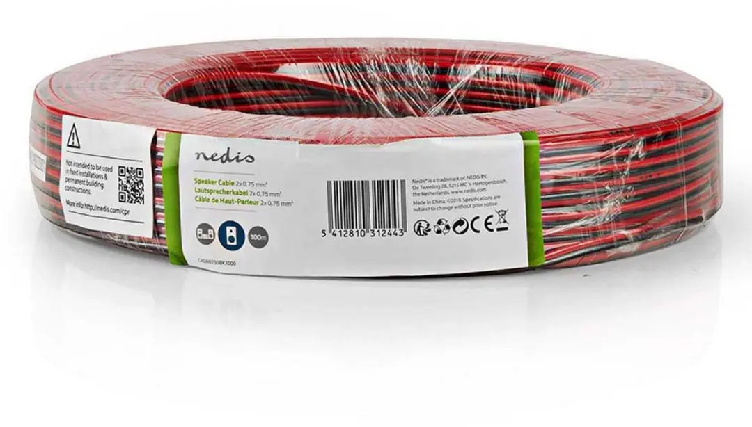 Nedis Speaker-Kabel CCA 0.75mm² 100m - Rood/Zwart