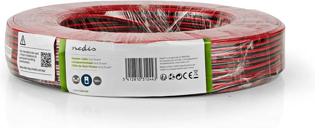 Nedis Speaker-Kabel CCA 0.75mm² 100m - Rood/Zwart