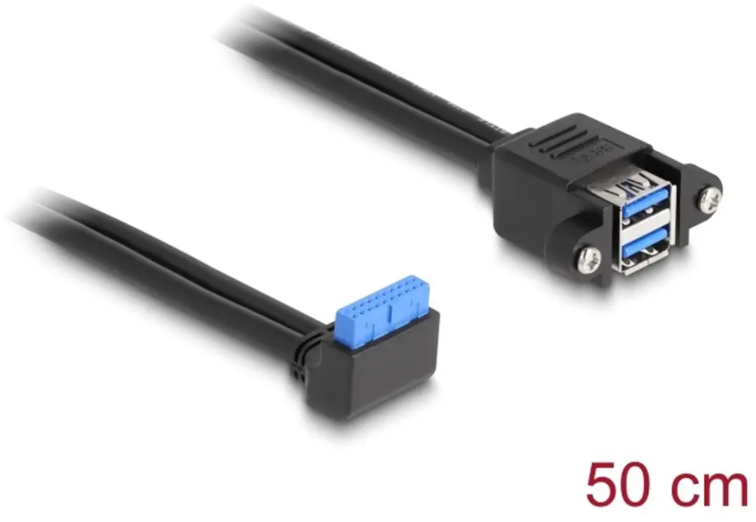 Delock USB 5Gbps Pinheader 90° naar 2x USB-A Vrouwelijk