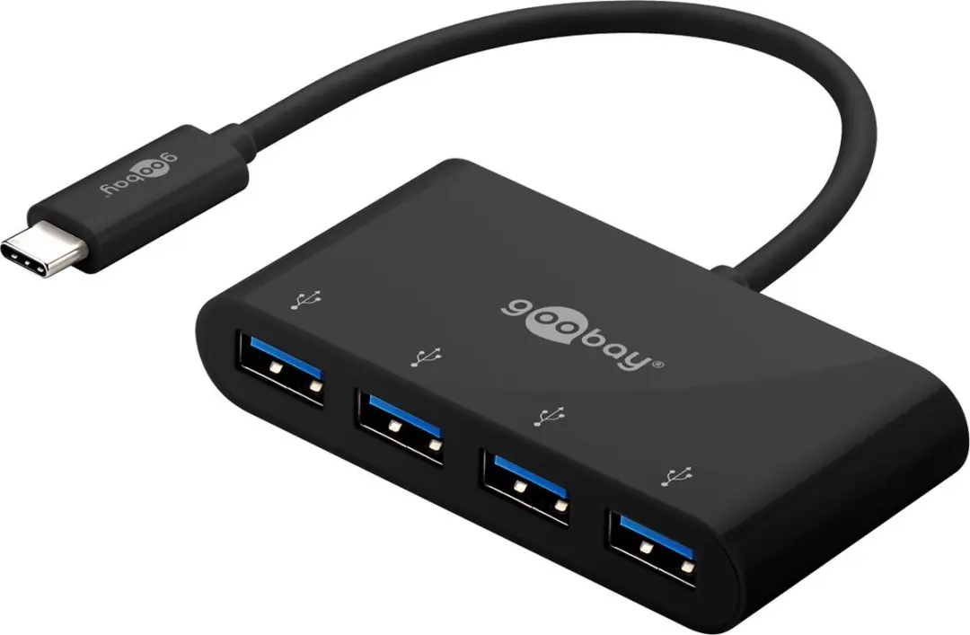 Goobay USB-C Hub 4x USB-A 5Gbps - 0,15m Zwart