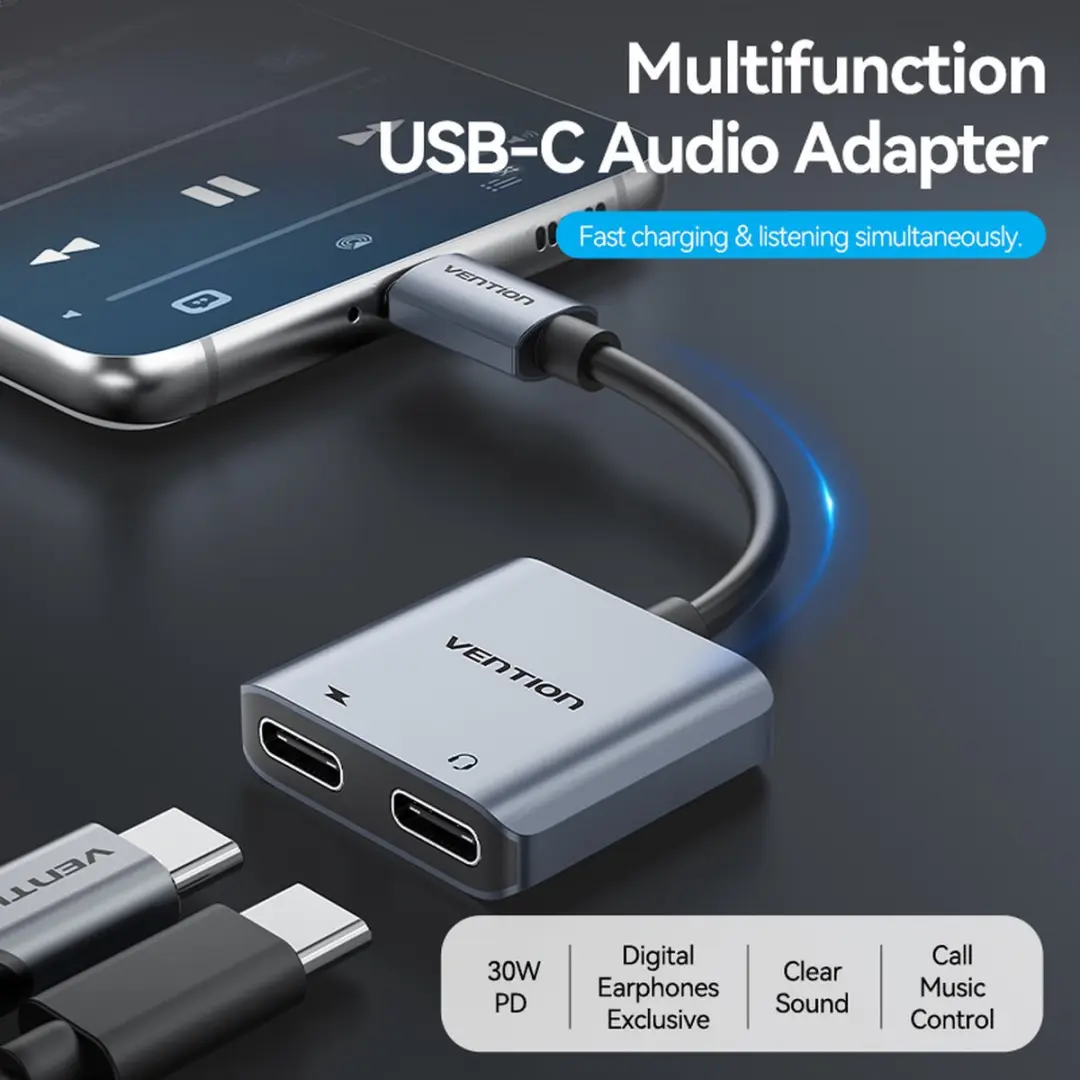 Vention BGZHA USB-C Tussenstuk 2x USB-C - Grijs