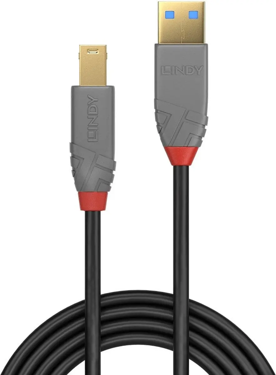 Lindy 36742 USB-kabel USB-A naar USB-B 2.0m - Zwart