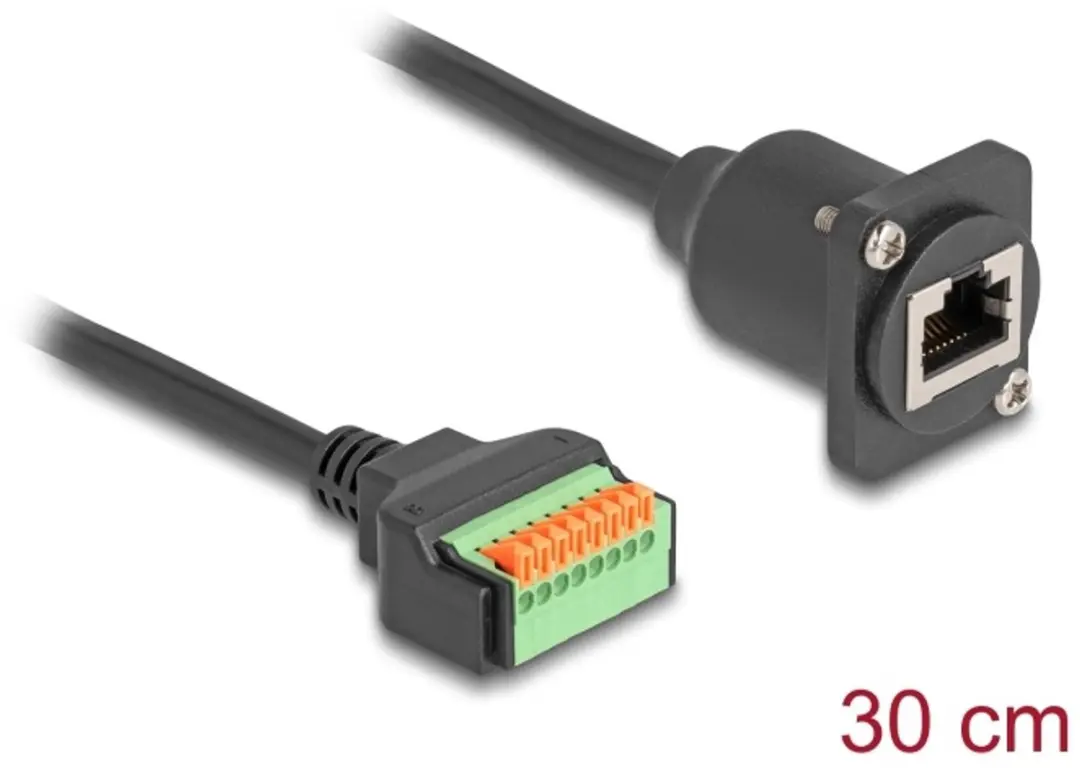 Delock D-Type RJ45 naar Terminal Block Kabel 30cm - Zwart
