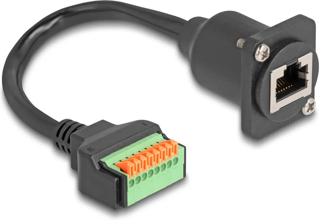 Delock D-Type RJ45 naar Terminal Block Kabel 30cm - Zwart
