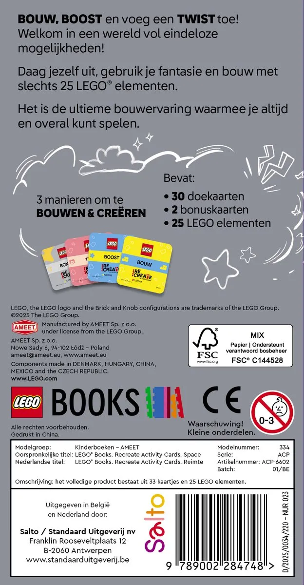 LEGO ReCreate Activity Cards Ruimte - 30 Kaarten + 25 Elementen