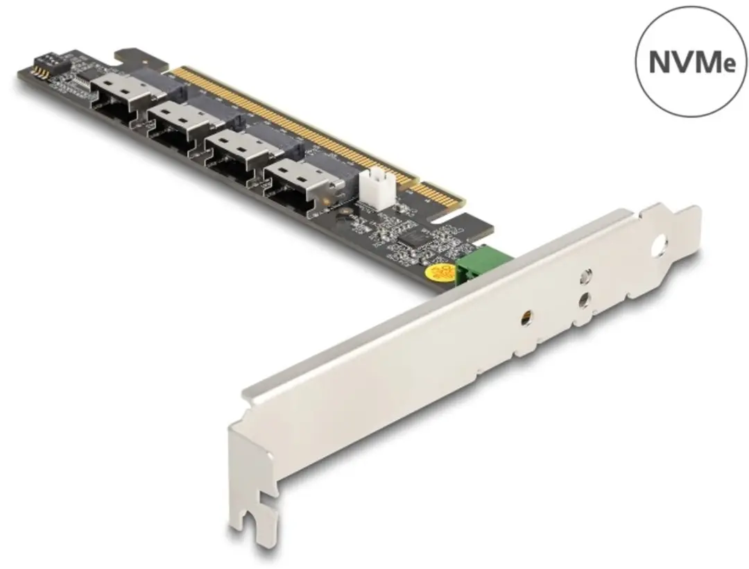 Delock PCIe x16 naar 4x NVMe SFF-8654 Card