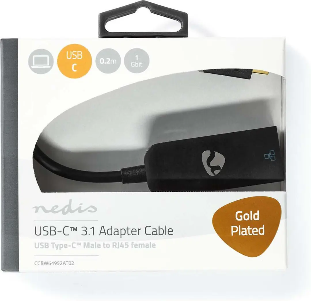 Nedis USB-C naar RJ45 Netwerkadapter 1000 Mbps - 0,2m - Antraciet