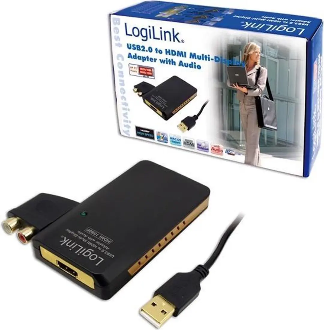Logilink UA0105 USB 2.0 HDMI naar 2x RCA Tussenstuk - Zwart