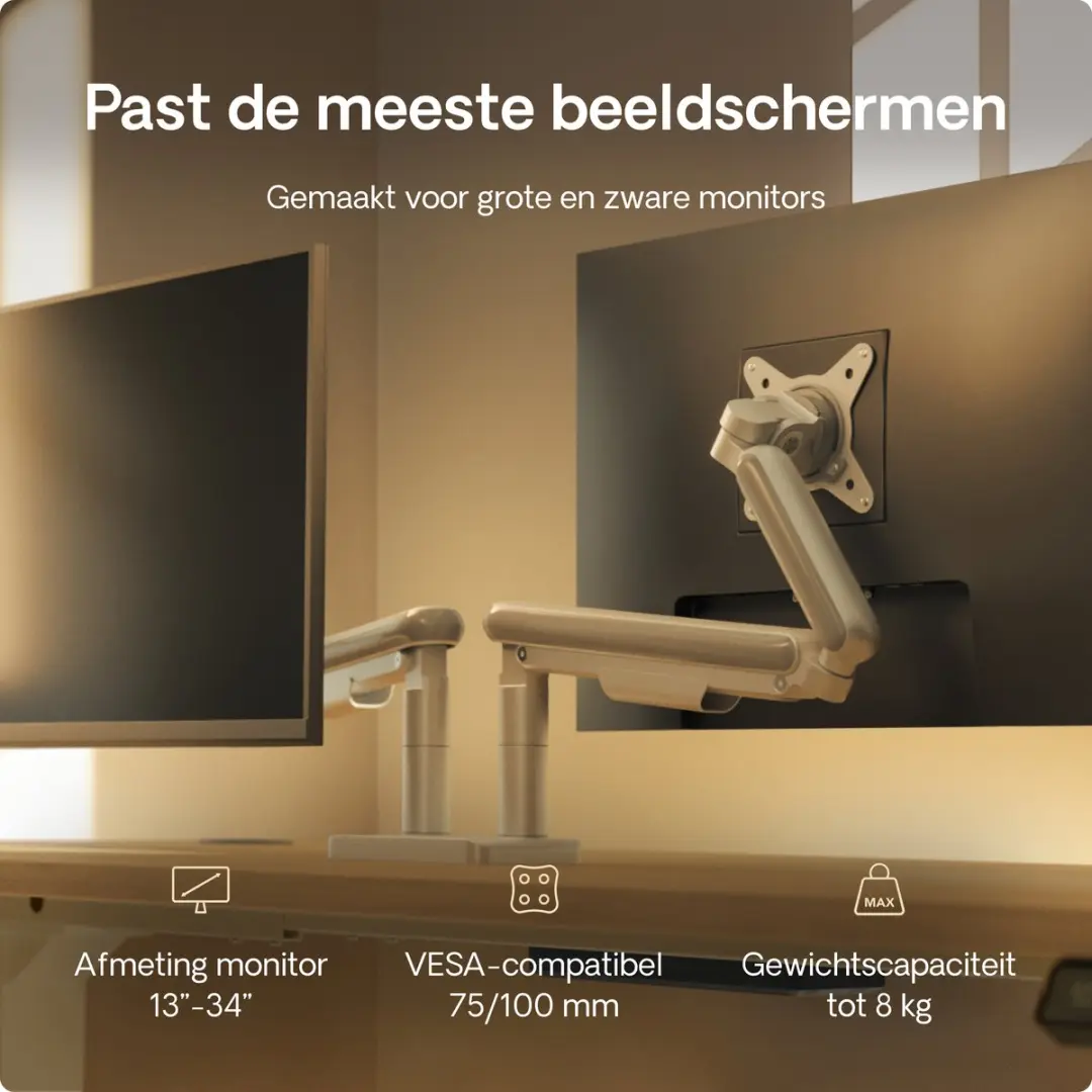 Desktronic Monitorarm Dubbel SKU_421 - 17-32" - Wit
