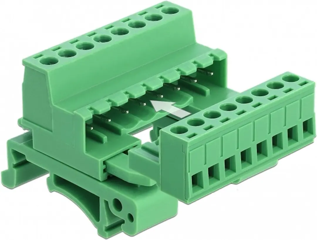Delock Terminalblok voor DIN-rail 8-polig - 5.08mm - Groen