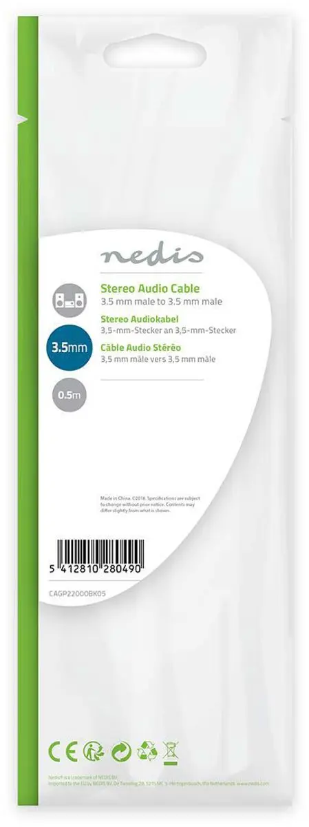 Nedis Stereo-Audiokabel 3,5mm - 0,5m - Zwart