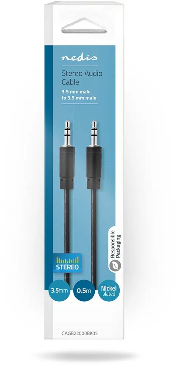 Nedis Stereo-Audiokabel 3,5mm - 0,5m - Zwart