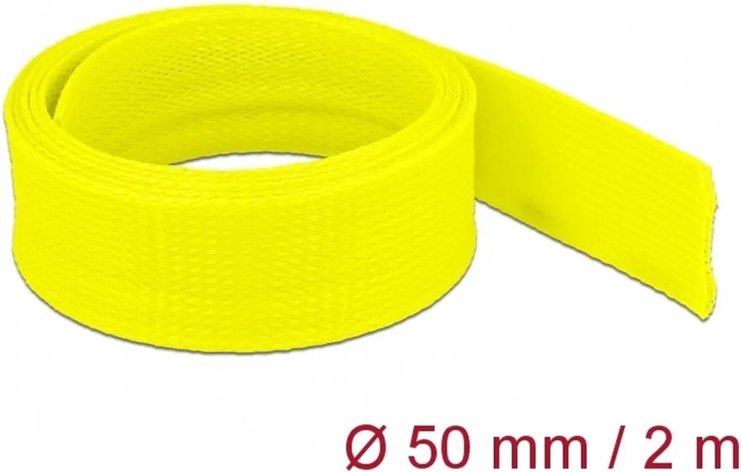 Delock Polyester Kabelsleeve 50mm - Geel - 2m