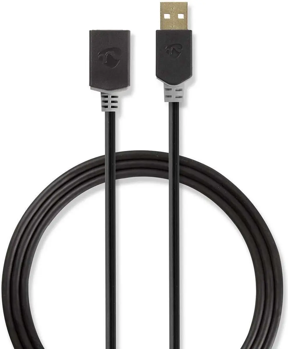 Nedis USB 2.0 A-A Kabel 2m - Verguld - Antraciet