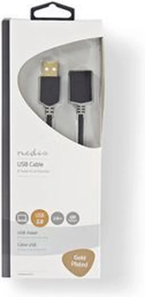 Nedis USB 2.0 A-A Kabel 2m - Verguld - Antraciet - afbeelding 6 van 6