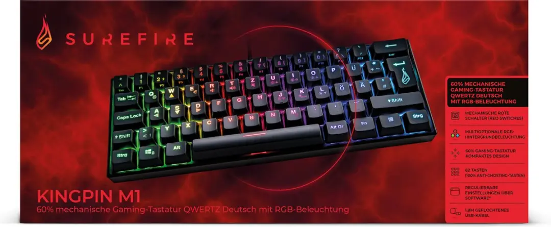 Verbatim KingPin M1 60% RGB Gaming Toetsenbord - QWERTZ - 048712 - afbeelding 6 van 6