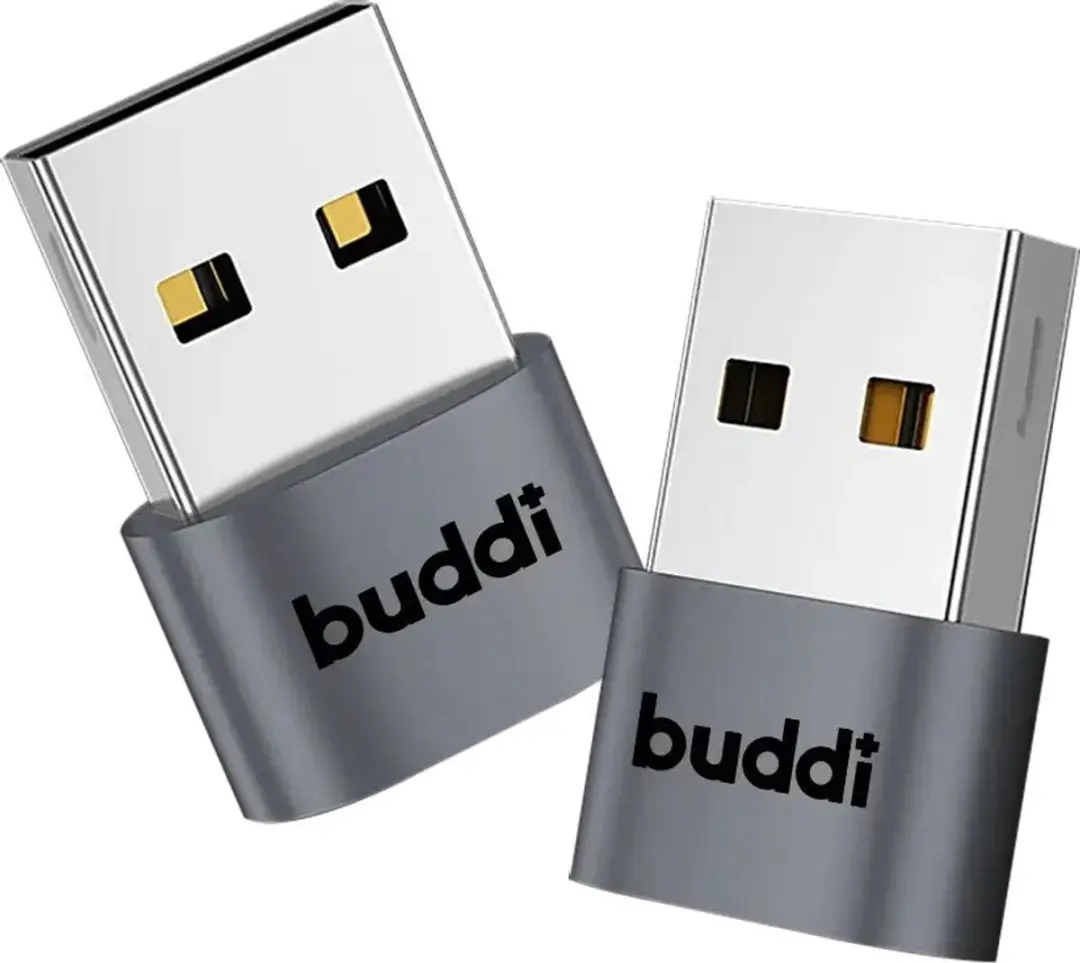 Buddi Ease USB-C naar USB-A Adapter - 3 Stuks - Grijs