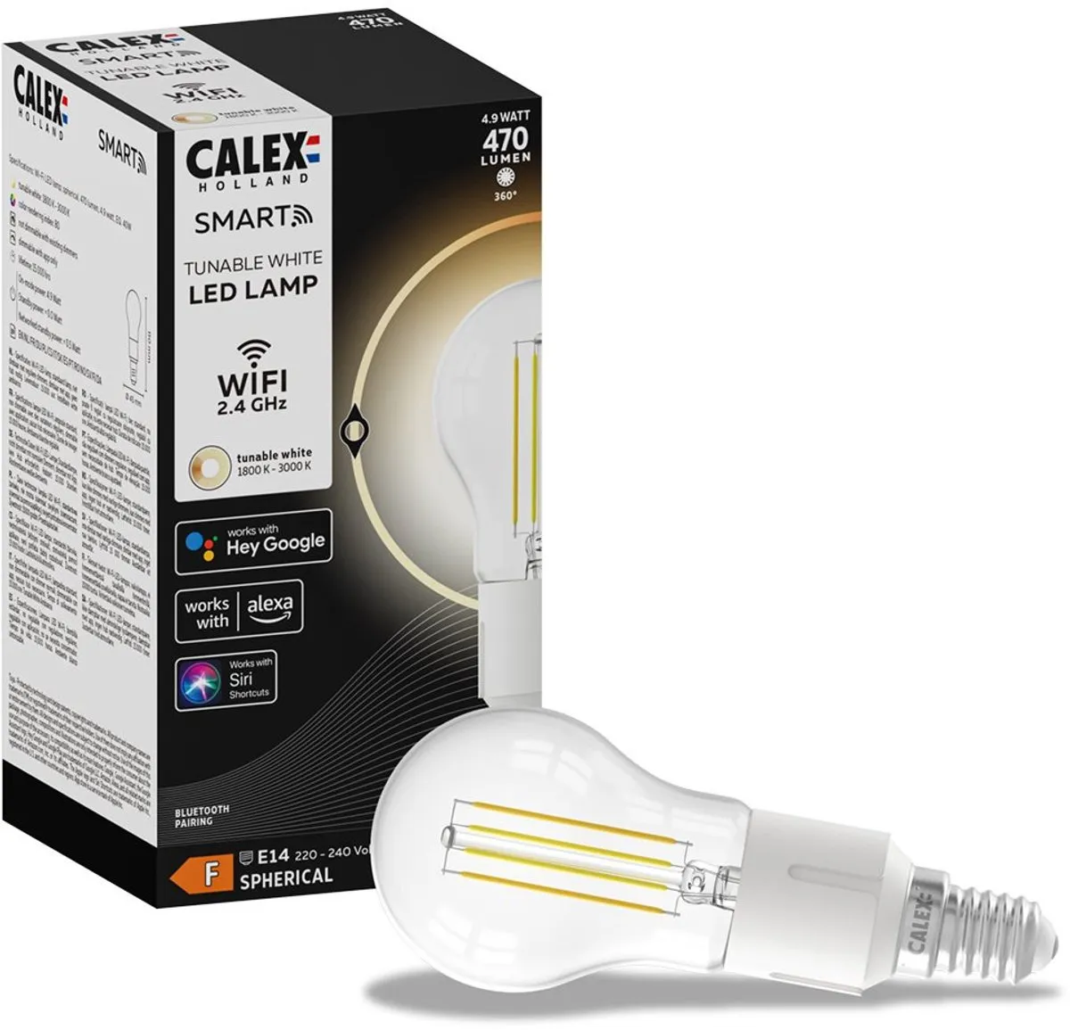 Calex Slimme LED Filamentlamp E14 4,5W - Warm Wit 1800K - Dimbaar