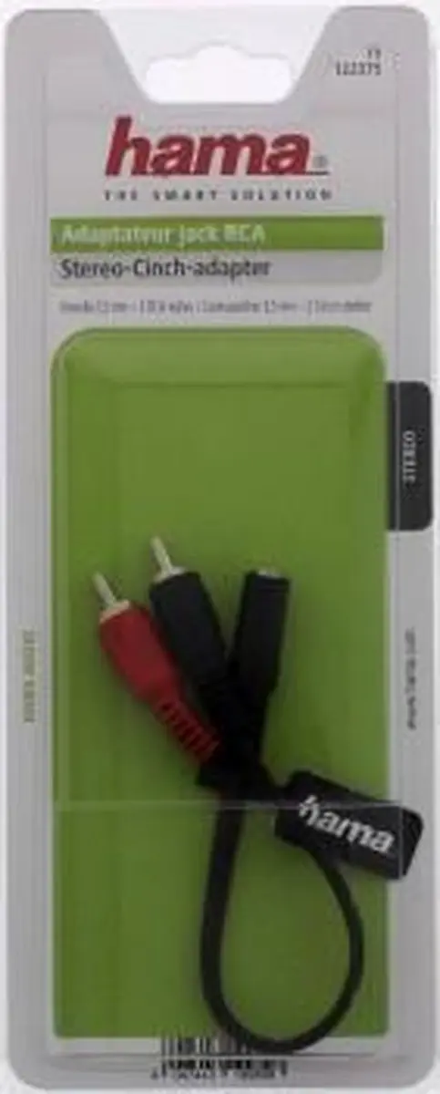 Hama 75122375 Audio Adapter 2xRCA naar 3.5mm Jack - Rood/Zwart