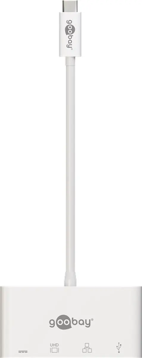Goobay USB-C naar HDMI/USB-A/USB-C PD/RJ45 Adapter 4K30 - Wit