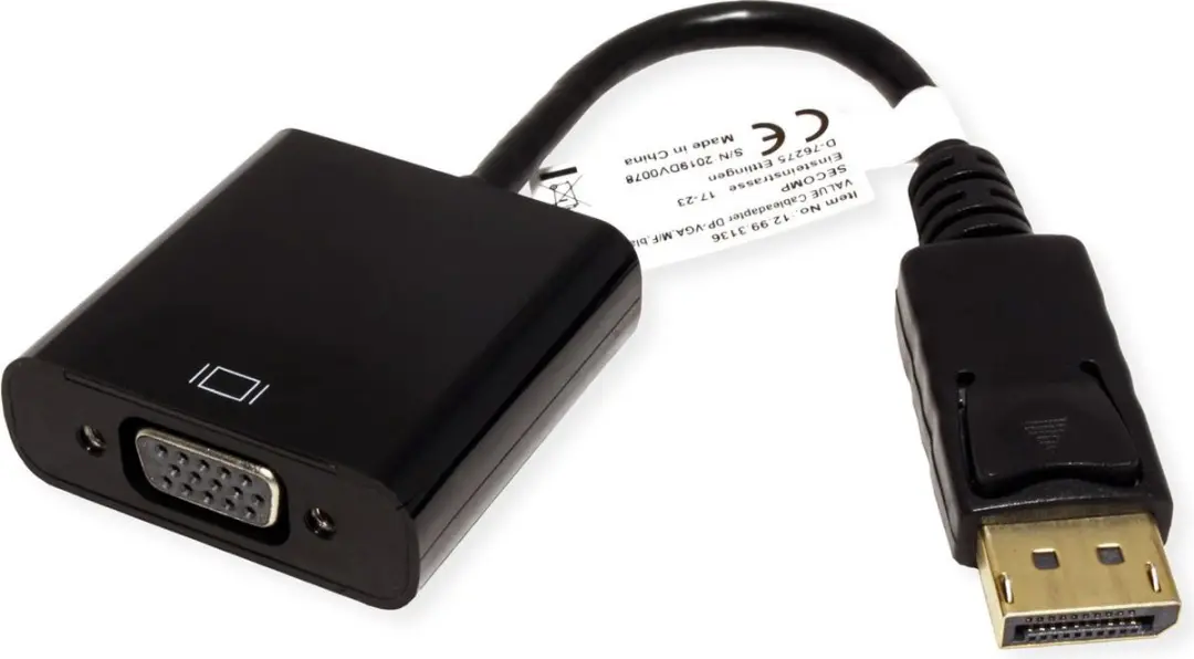 Value DisplayPort-VGA Adapter DP Male - VGA Female - Zwart