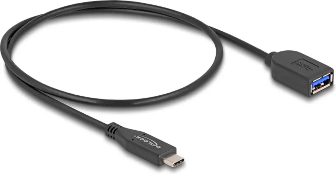Delock USB 10Gbps Coaxiale Kabel Type-C naar Type-A 50cm - Zwart