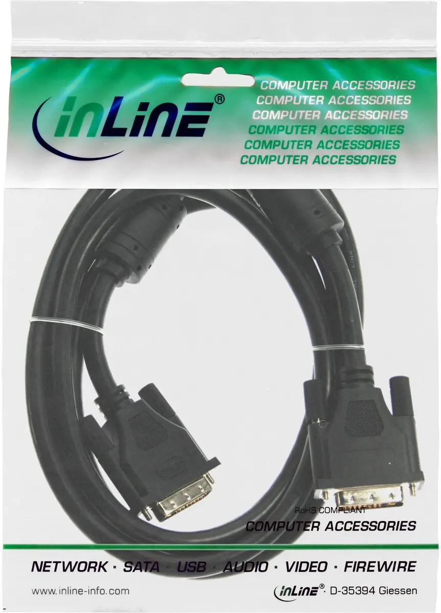 InLine DVI-D Kabel 24+1 Male/Male Dual Link 10m - Zwart