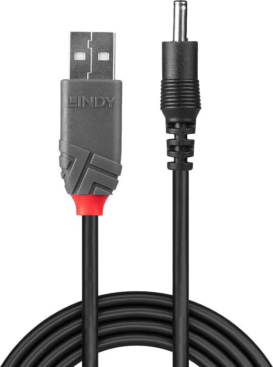 Lindy USB A naar DC-Hohlstecker Adapterkabel 3,5/1,35mm - Zwart