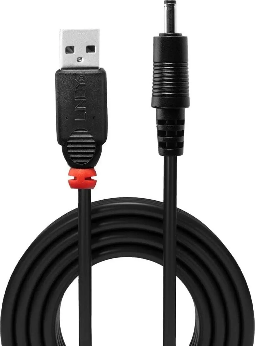 Lindy USB A naar DC-Hohlstecker Adapterkabel 3,5/1,35mm - Zwart