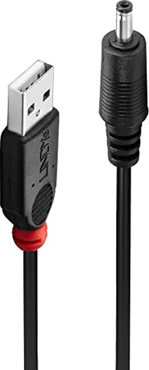 Lindy USB A naar DC-Hohlstecker Adapterkabel 3,5/1,35mm - Zwart - afbeelding 6 van 6