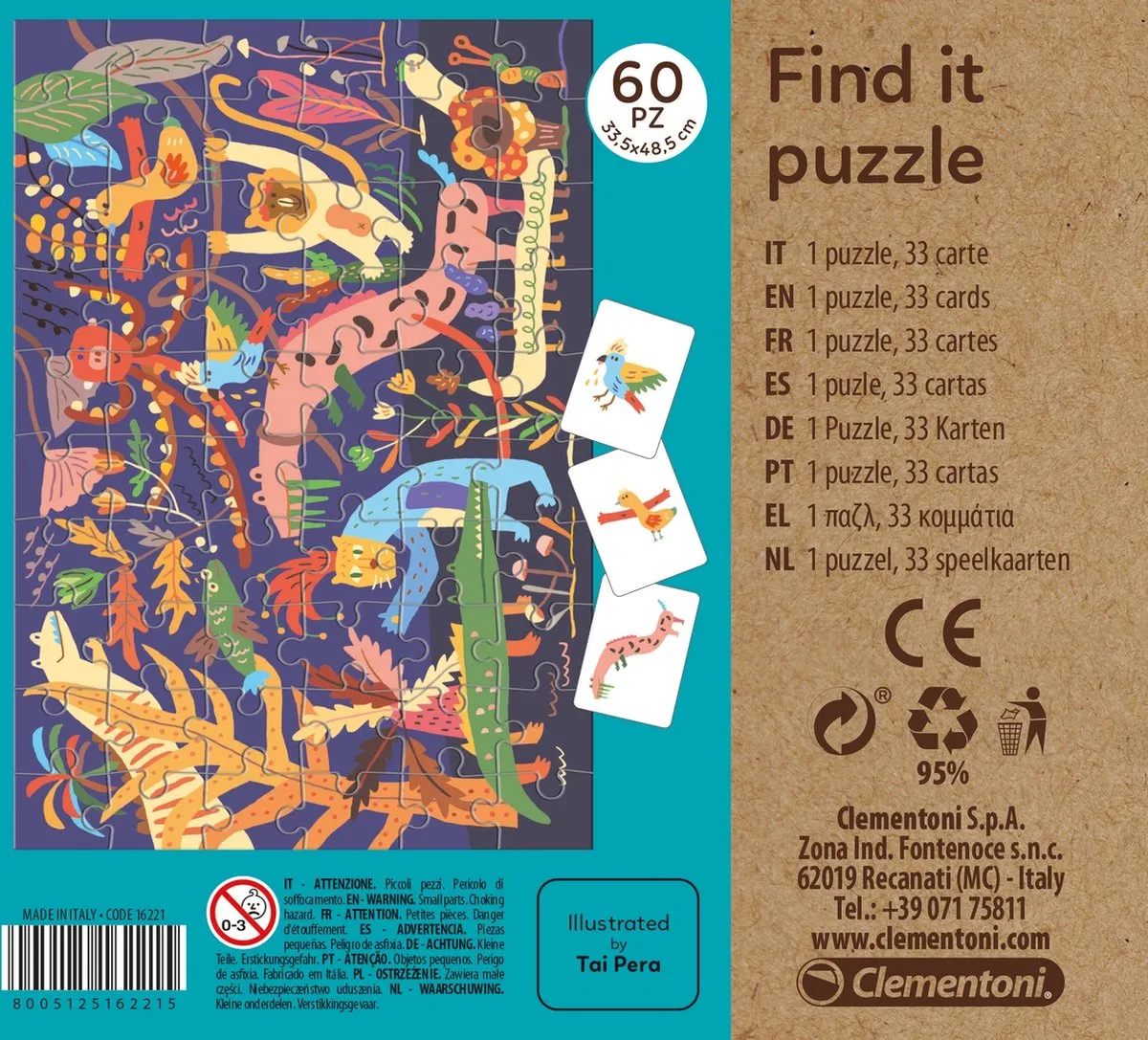 Clementoni Find It Legpuzzel 60 Stuks - Multi Kleur - afbeelding 4 van 5
