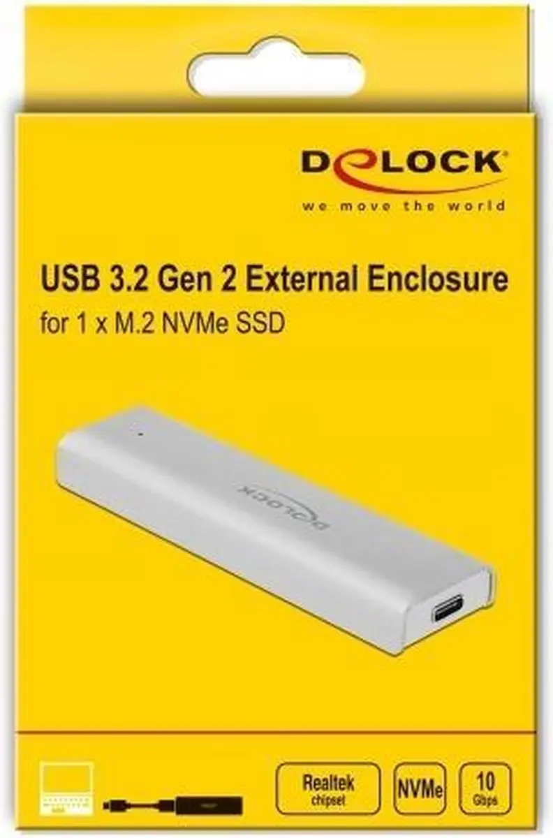 Delock M.2 NVMe USB-C Behuizing 10Gbps - Zilver