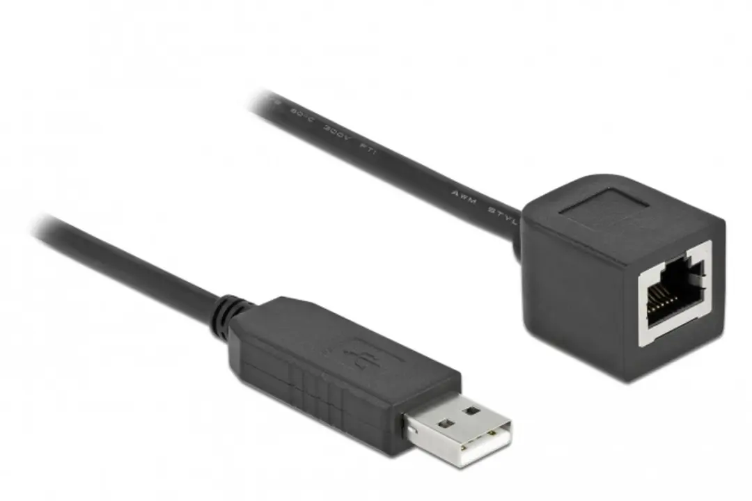 Delock USB 2.0 naar RS-232 RJ45 Kabel 1m - FTDI Chipset - Zwart