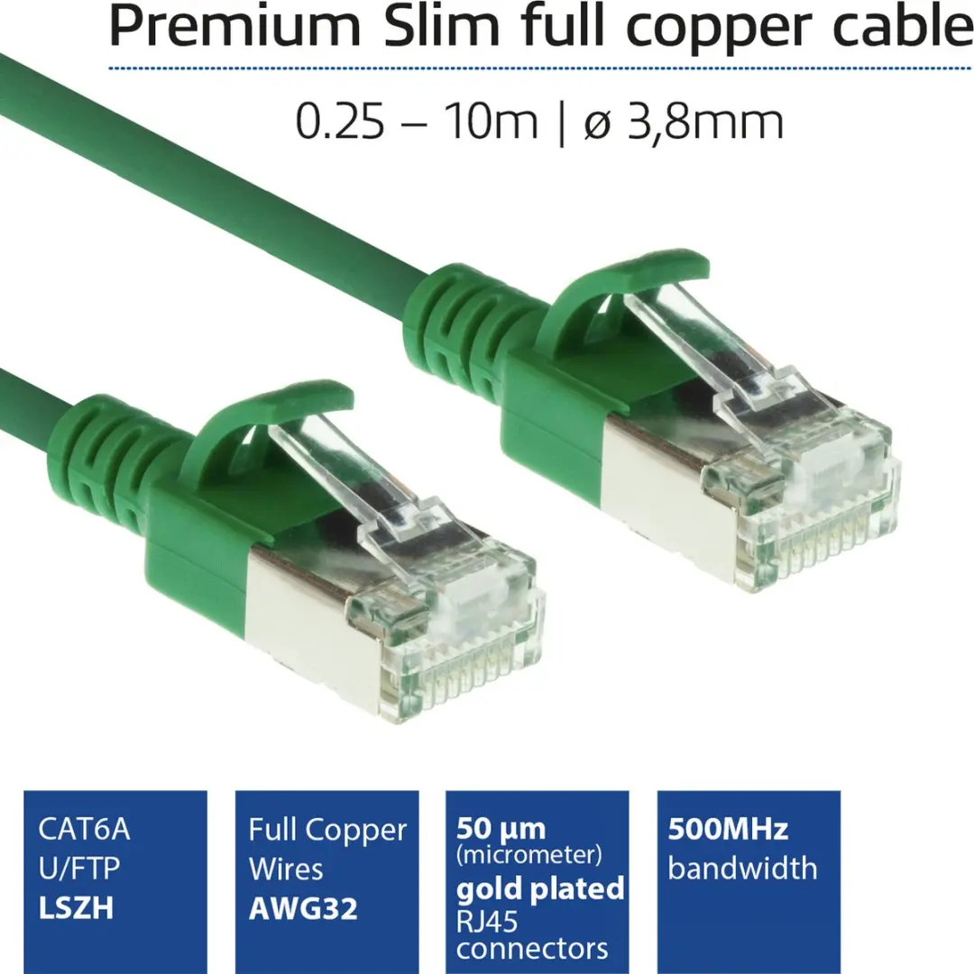 ACT FTP CAT6A Netwerkkabel 0,25m - Groen