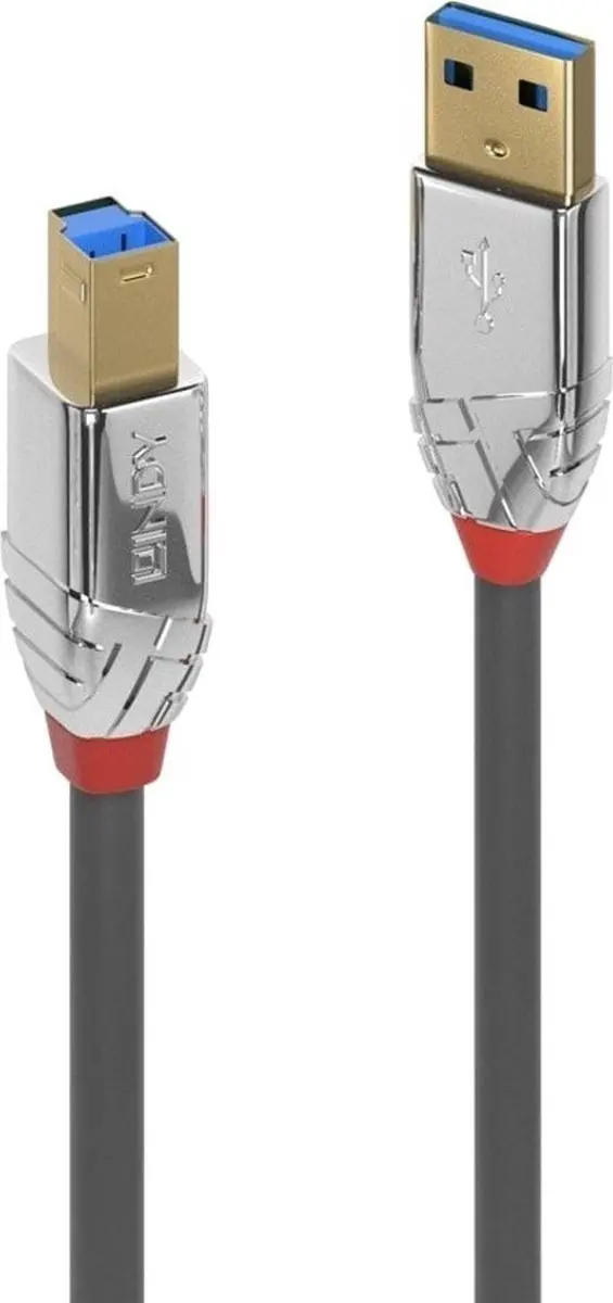 Lindy 36662 USB-kabel USB-A naar USB-B 2.0m - Grijs