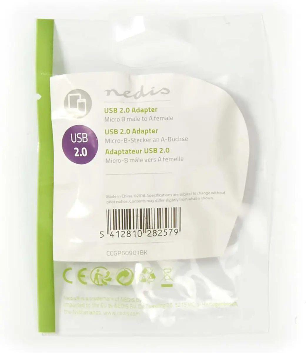 Nedis USB Micro-B Adapter CCGP60901BK - USB-A Female - Zwart