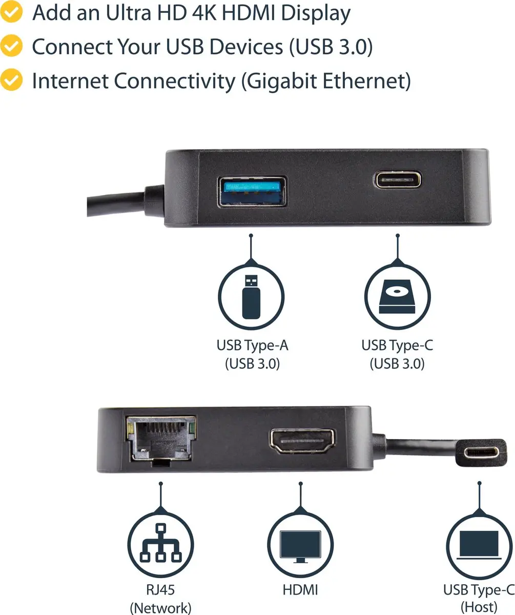Startech DKT30CHD USB Hub - Zwart